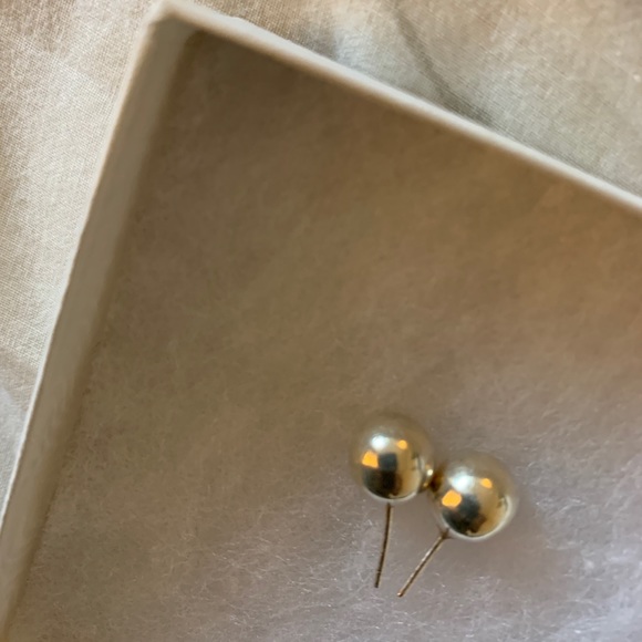 Sterling Silver Hollow Post Earrings, 11 mm Balls - Picture 3 of 3